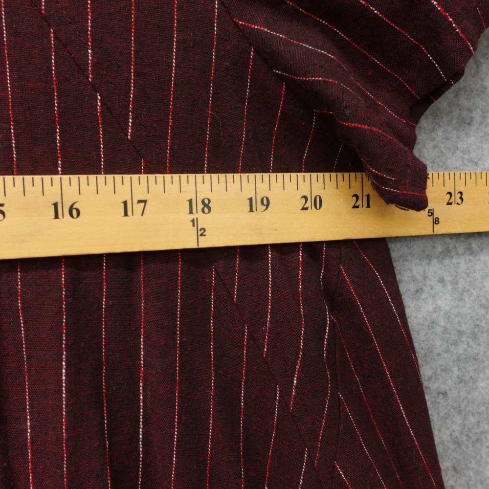 Lagenlook Linen Shift Dress Large Brown Brick Pinstripe Fall Oversized JAPAN - Picture 4 of 10